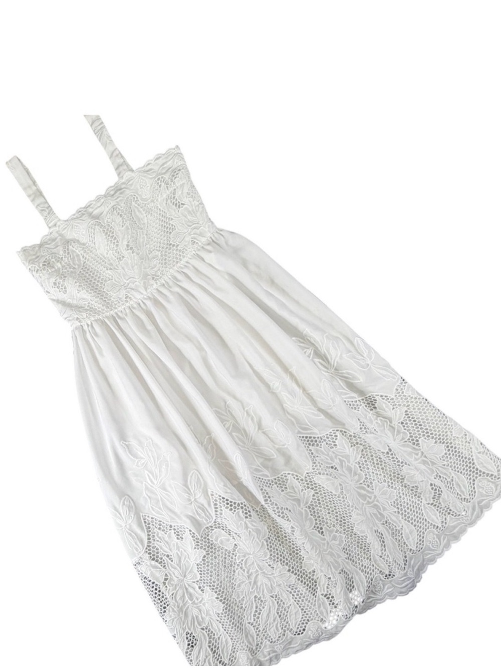 White Floral Embroidered Eyelet Lace Sundress